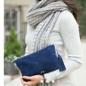 Chloe and Isabel blue suede clutch